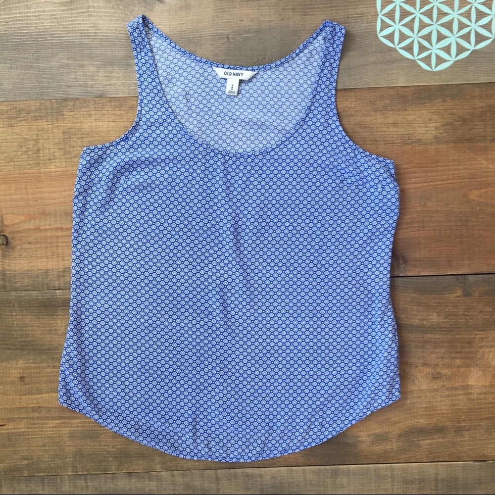 Old Navy Blue/White Print Top/Camisole. Sz M